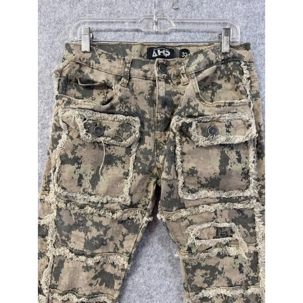 Another‎ Hype Piece AHP Mens Digital Camo Distressed Patchwork Cargo Pants Sz 32